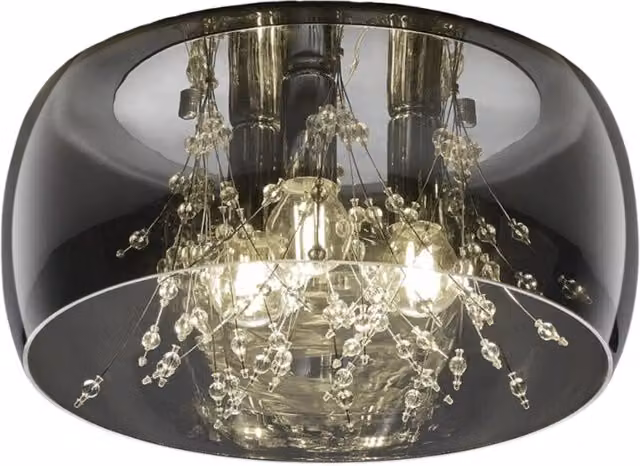Plafoniera Trio Leuchten CRYSTEL in vetro trasparente e cromo, diametro 34 cm, 3xE14