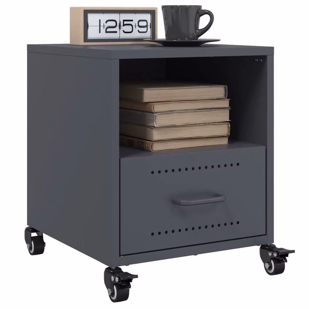 Set di 2 comodini vidaXL in acciaio antracite opaco L/P/H: 36 x 39 x 43,5 cm