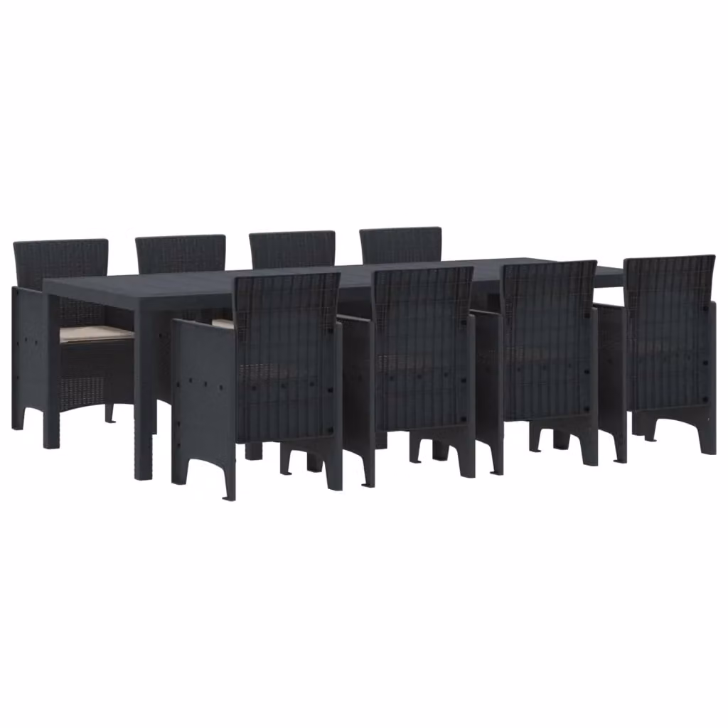 vidaXL Set da Pranzo per Giardino e Terrazza in Polyrattan Antracite 9 pz – 2