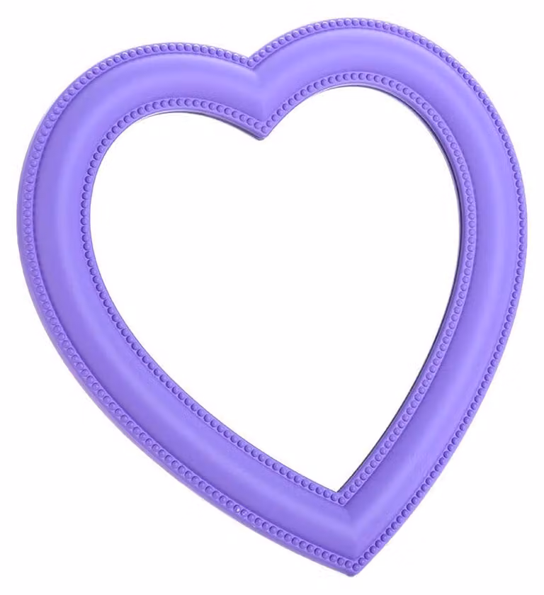 Specchio a forma di cuore, pieghevole, da tavolo o da parete, 27 x 28 cm, color viola
