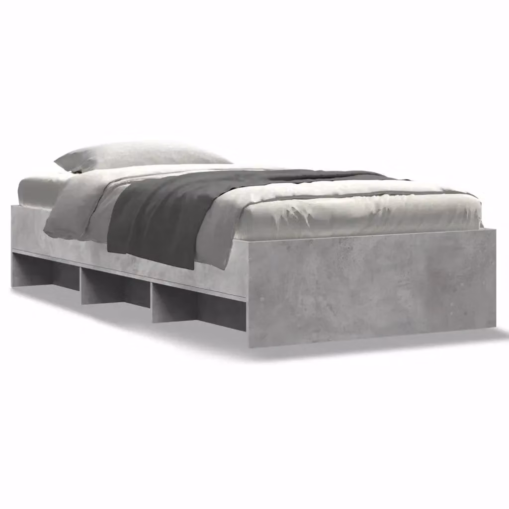 Letto con contenitore e scomparti laterali vidaXL in legno multistrato grigio L: 100 cm, P: 200 cm, H: 35 cm – 2