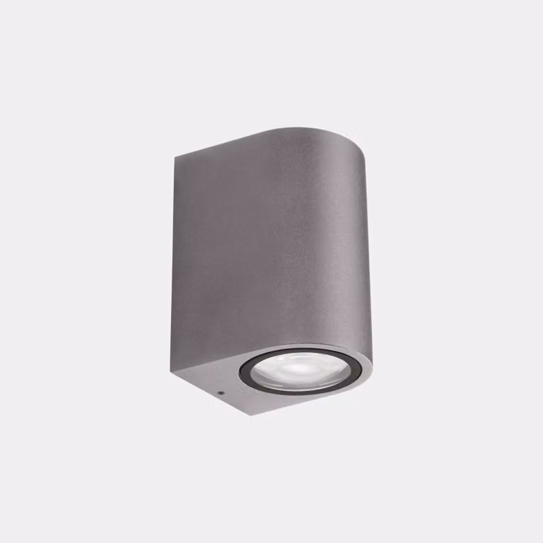 LEDS-C4 Applique da esterno Eko Single, grigio, larghezza 7 cm, alluminio dimmerabile, Alluminio / Grigio / Zincato, Alluminio, Moderno