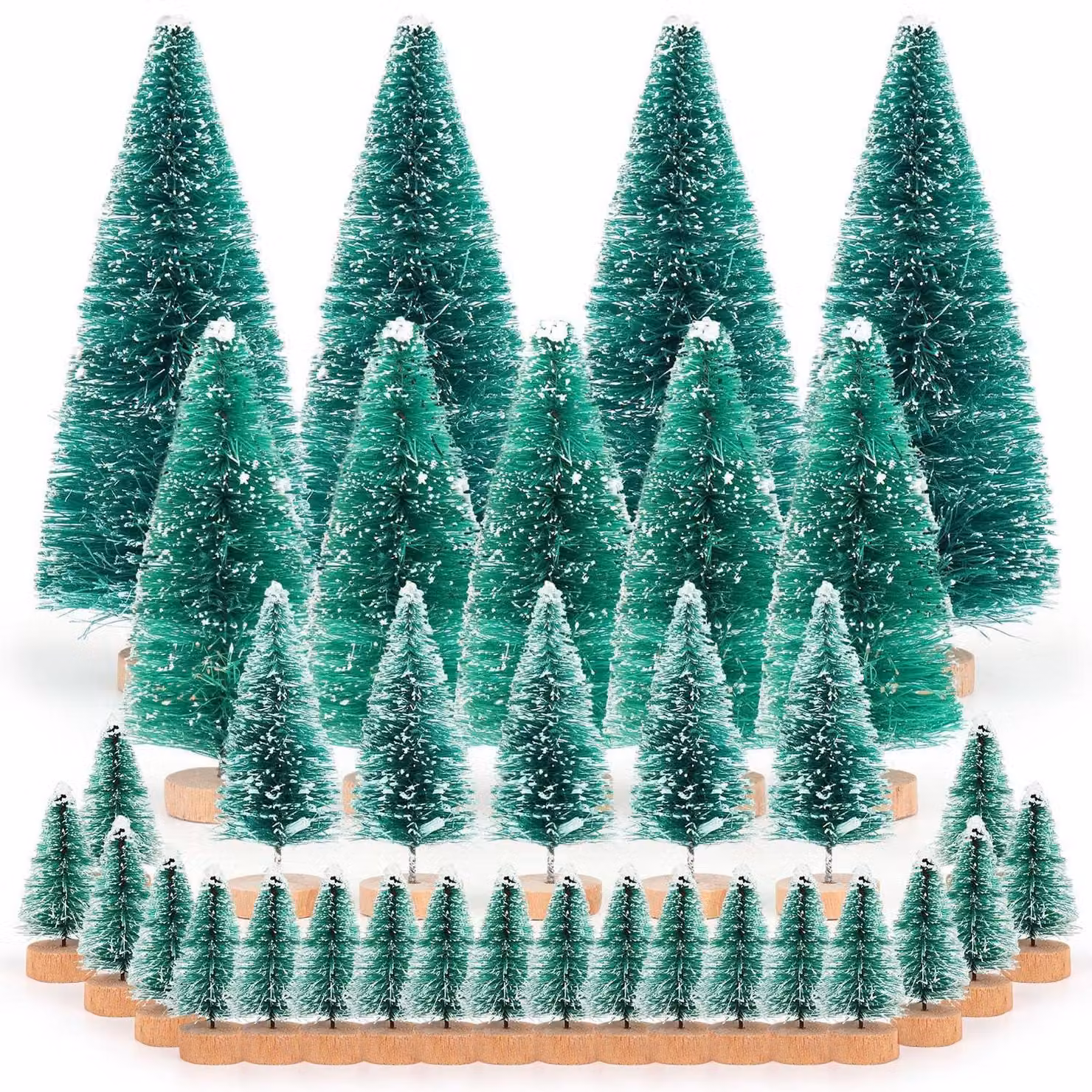 Mini alberi di Natale, 34 pezzi, 4 dimensioni, decorazioni per tavola, fai da te, da 4,5 cm a 12,5 cm