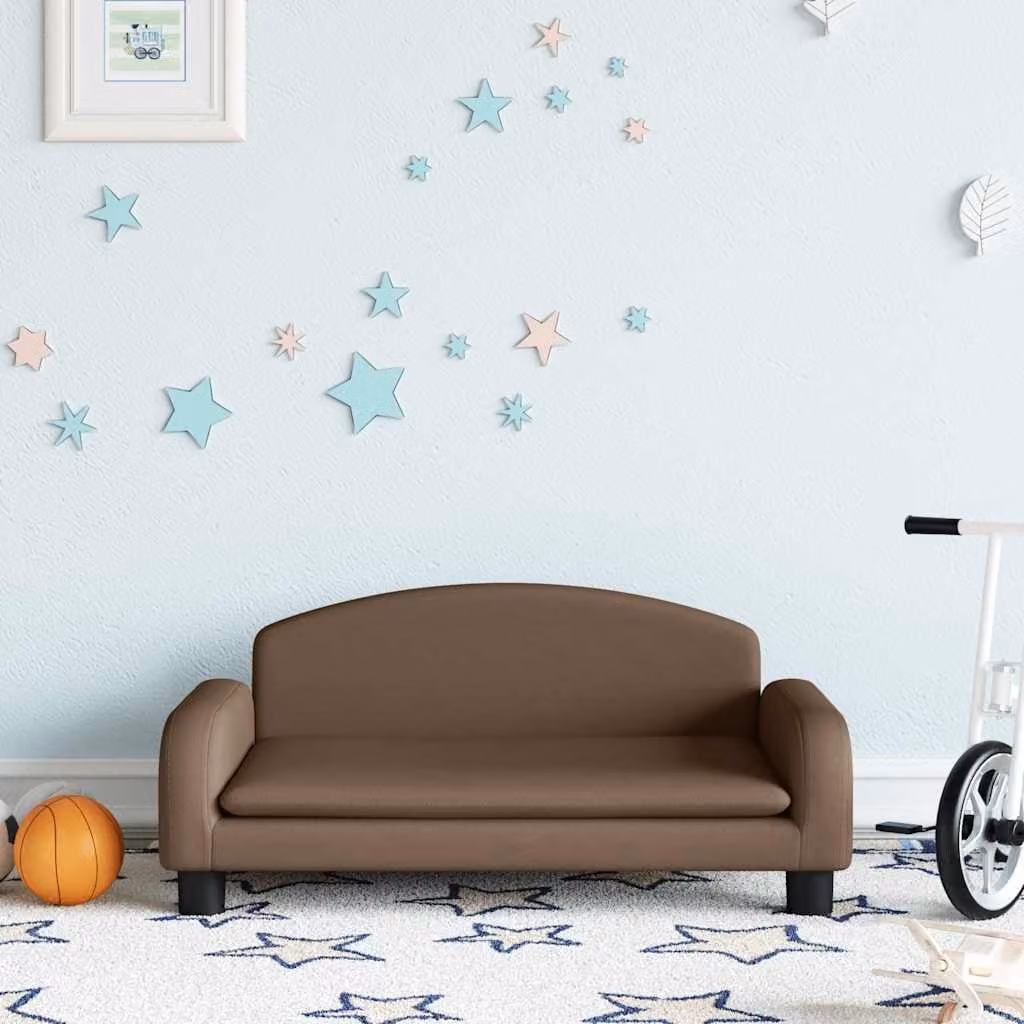 vidaXL Divano per bambini in tessuto marrone L: 70 cm, P: 45 cm, H: 30 cm