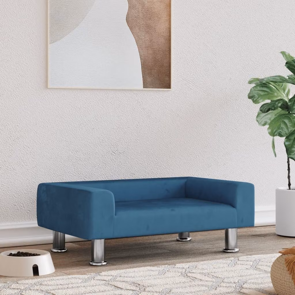 The Living Store Letto per cani Blu 70x45x26,5 cm Velluto