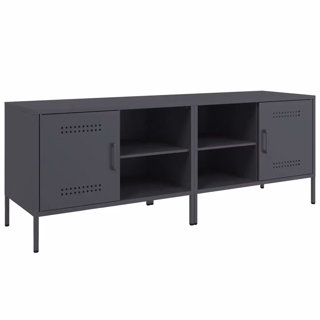 Set di 2 mobili TV vidaXL in stile industrial in metallo color antracite opaco L: 68 cm, P: 39 cm, H: 50,5 cm – 2
