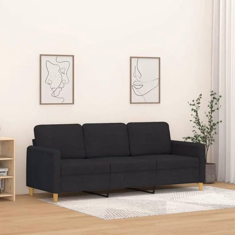 Maison Exclusive - Divano a 3 posti nero 180 cm tessuto