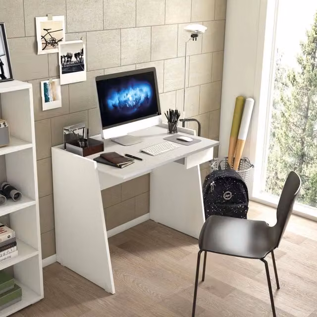 Scrivania moderna DMORA bianca per ufficio o studio L: 90 cm, P: 60 cm, H: 80 cm – 1