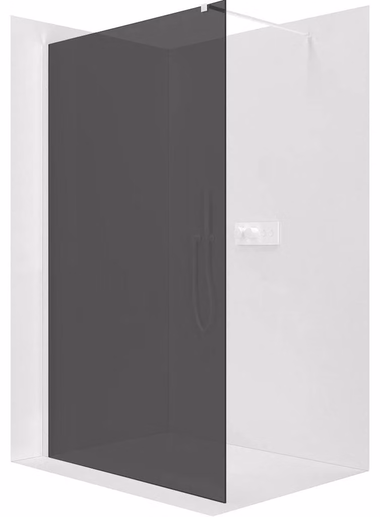 Pannello doccia angolare Walk-in Onyx Cube, versione sinistra/destra - 8 mm - montante quadrato - bianco opaco, vetro grigio antracite - 110x200 cm