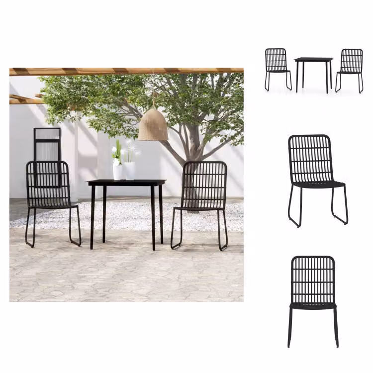 vidaXL Set da pranzo da giardino 3 pezzi nero - Set di mobili da giardino