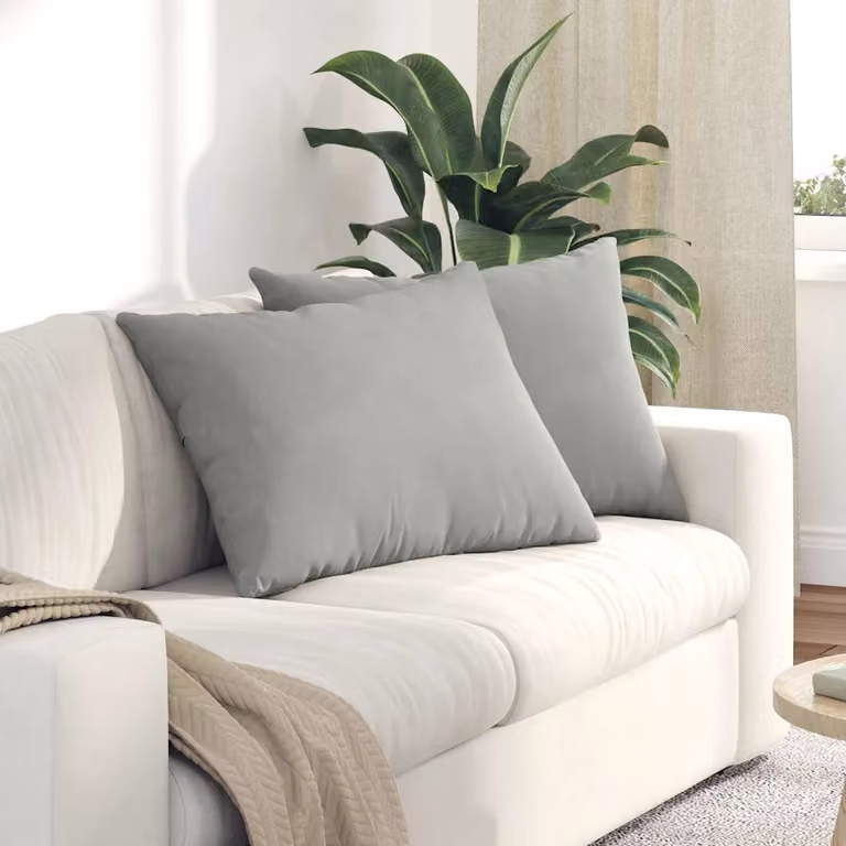 Set di 2 cuscini da divano vidaXL in tessuto grigio con fodera rimovibile, L: 70 cm x P: 50 cm