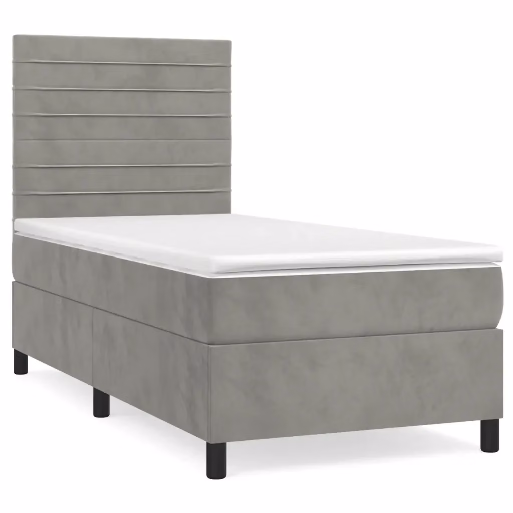 Letto Ibrido con Giroletto a Molle e Materasso vidaXL in Velluto Grigio e Bianco L/P/H: 200 x 100 x 128 cm – 2