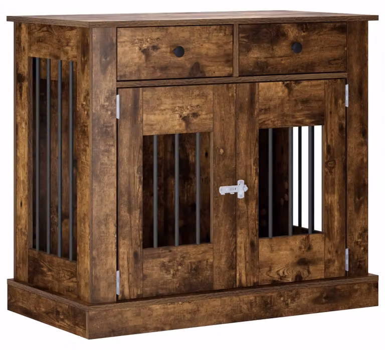 Mobile per trasportini per cani, legno massello di quercia affumicata, dimensioni 90 x 47,5 x 80 cm