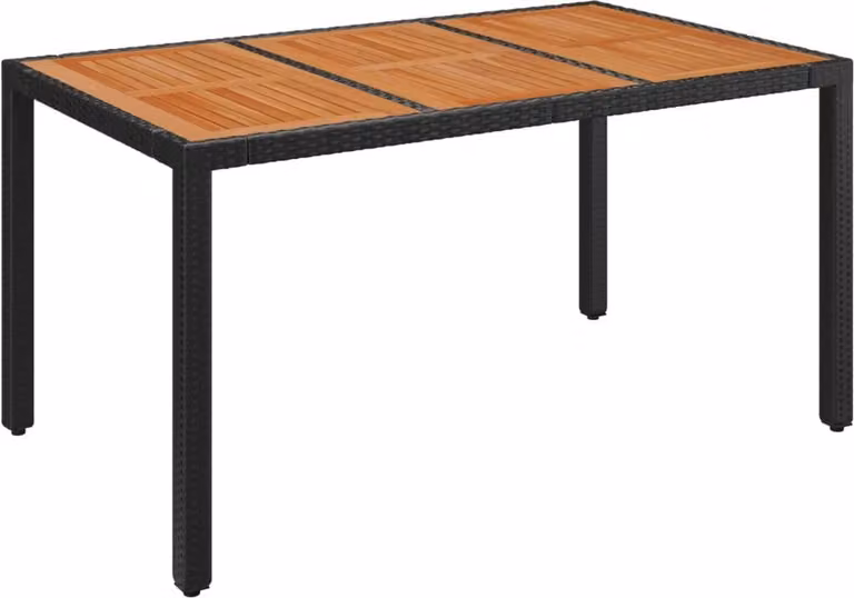 Tavolo da Giardino Piano in Legno Nero 150x90x75 cm Polyrattan