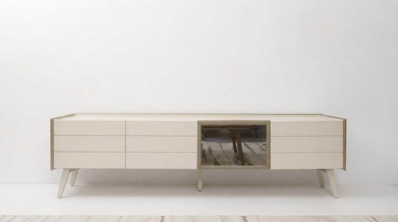 Mobile TV beige moderno tavolino basso in legno per televisore