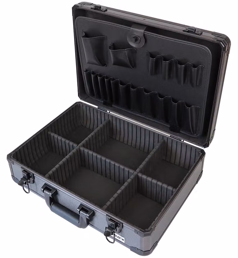 Valigetta per attrezzi in alluminio - Compartimenti regolabili - Peso: 2,8 kg - Dimensioni: 46 x 33 x 15 cm