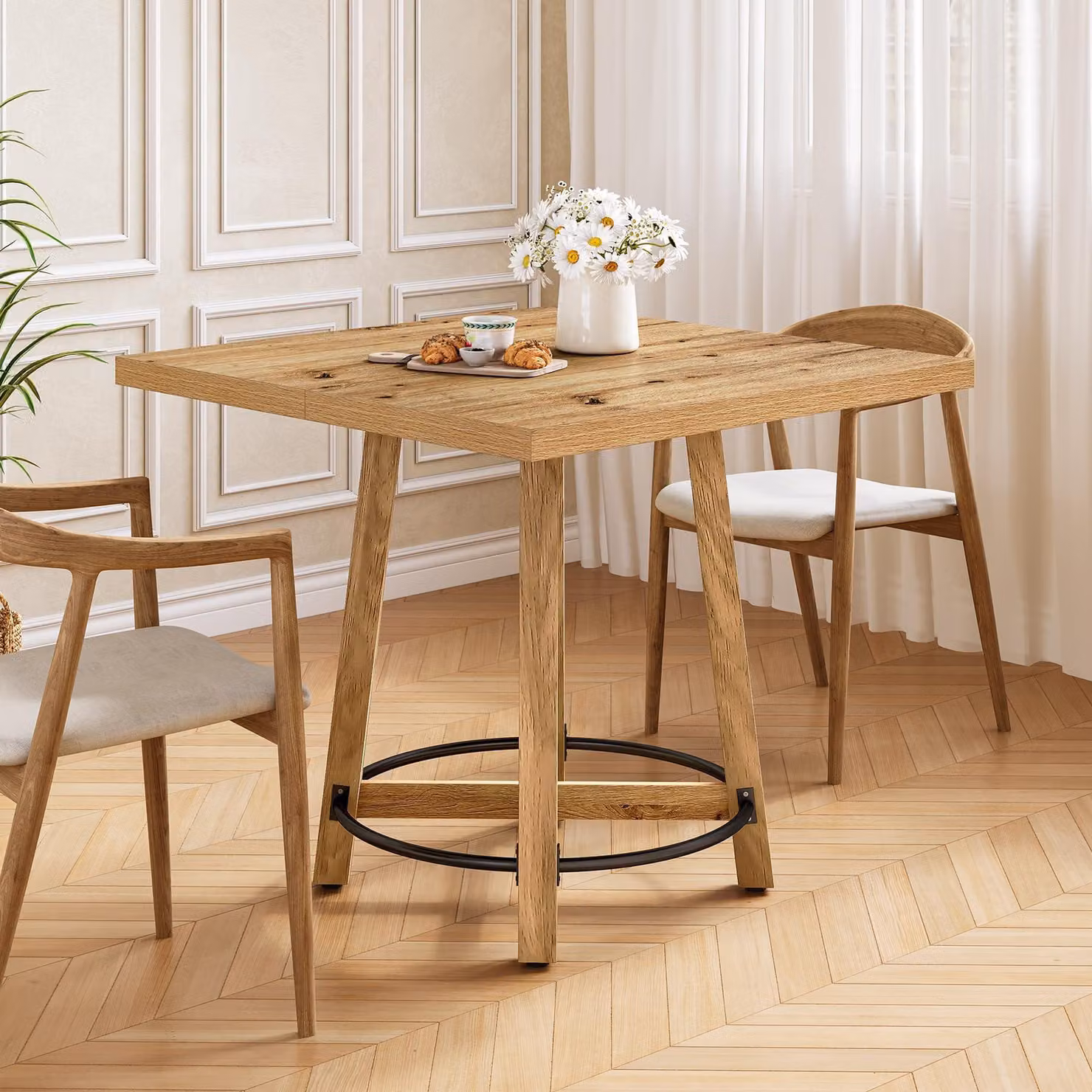 Tribesigns Tavolo da pranzo moderno, tavolo da cucina da 80 cm per stanze piccole, per 2-4 persone, stile moderno di metà secolo per cucina e sala da pranzo, marrone