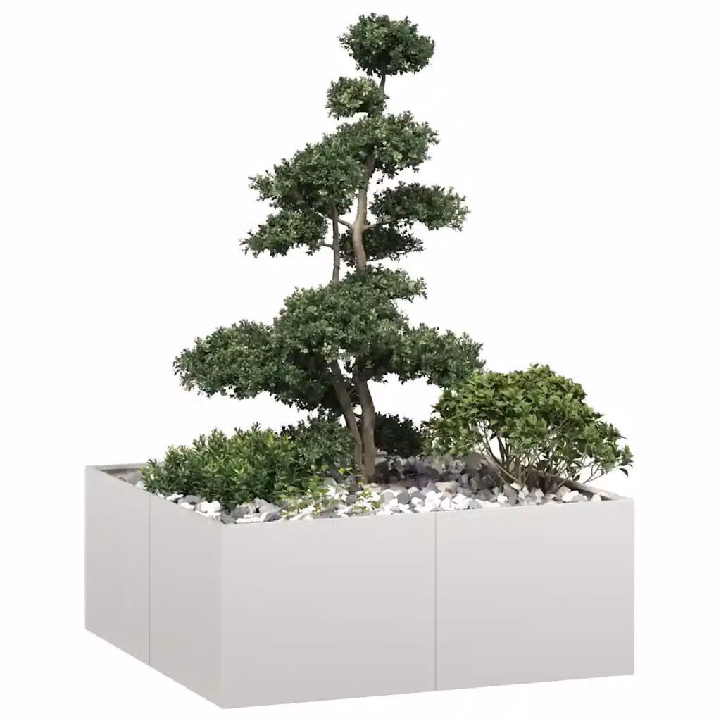 Fioriera vidaXL in acciaio inox grigio L: 100 cm, P: 100 cm, H: 40 cm