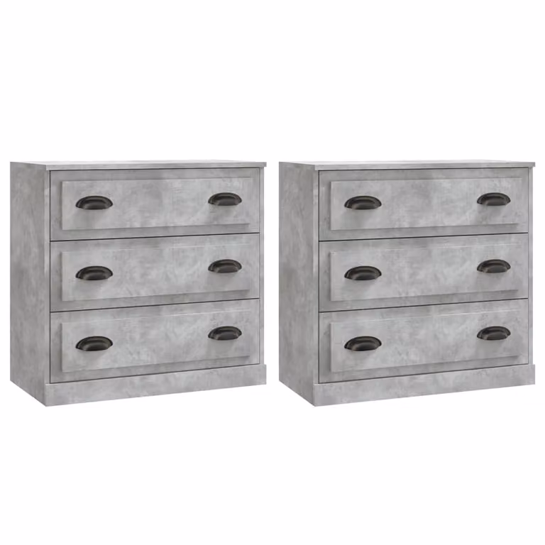 Credenze 2 pz Grigio Cemento in Legno Multistrato