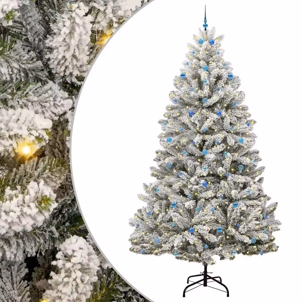 Albero di Natale artificiale moderno vidaXL verde con 300 LED bianco caldo in PVC e metallo, Altezza: 300 cm – 2