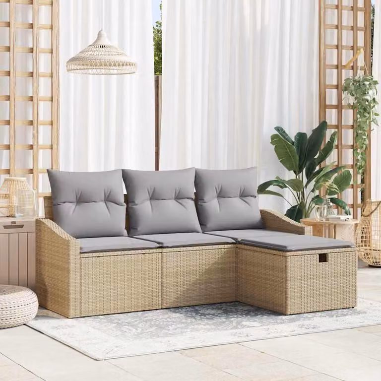 Maison Exclusive - Set di divani da salotto, 4 pezzi, in rattan sintetico