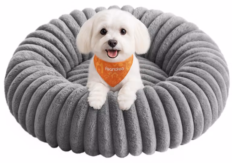 Cuccia per cani Feandrea, diametro 60 cm, lavabile, imbottitura morbida – Taglia L, dimensioni 60 x 60 x 18 cm