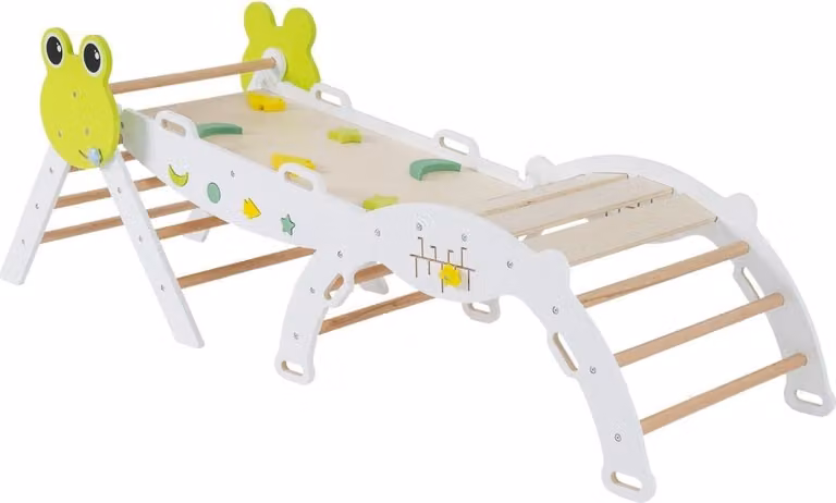 Set da arrampicata per bambini con scivolo e rampa - Palestra gioco 7 in 1