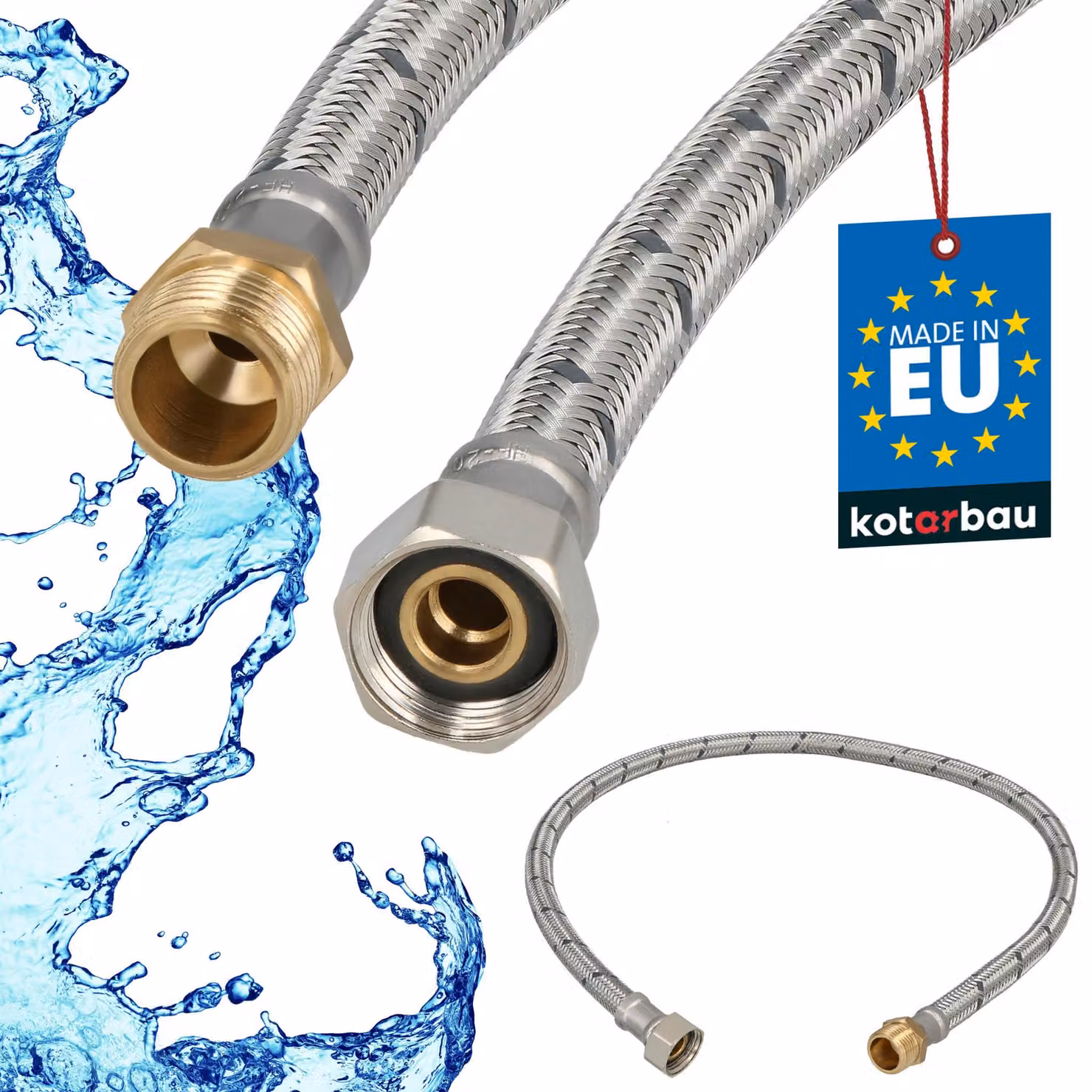 KOTARBAU® Tubo Flessibile per Rubinetto 3/8" x 3/8" Rinforzato 70cm Tubo Flessibile Rubinetto Cucina Maschio x Femmina Acciaio Inox