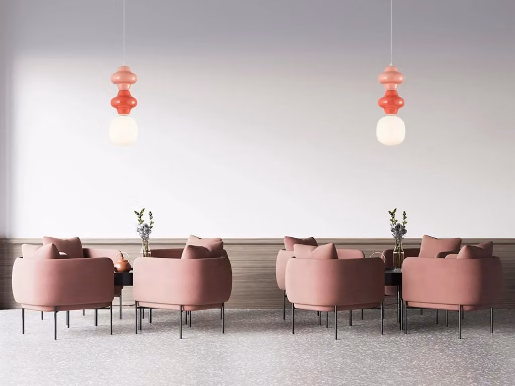 Lampada a sospensione Art Déco ITALUX in ceramica rossa e bianca, Ø 18 cm, attacco E14 – 2