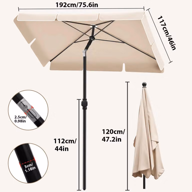 Gazebo da giardino, telo con tetto regolabile, protezione UV, forma quadrata, colore beige
