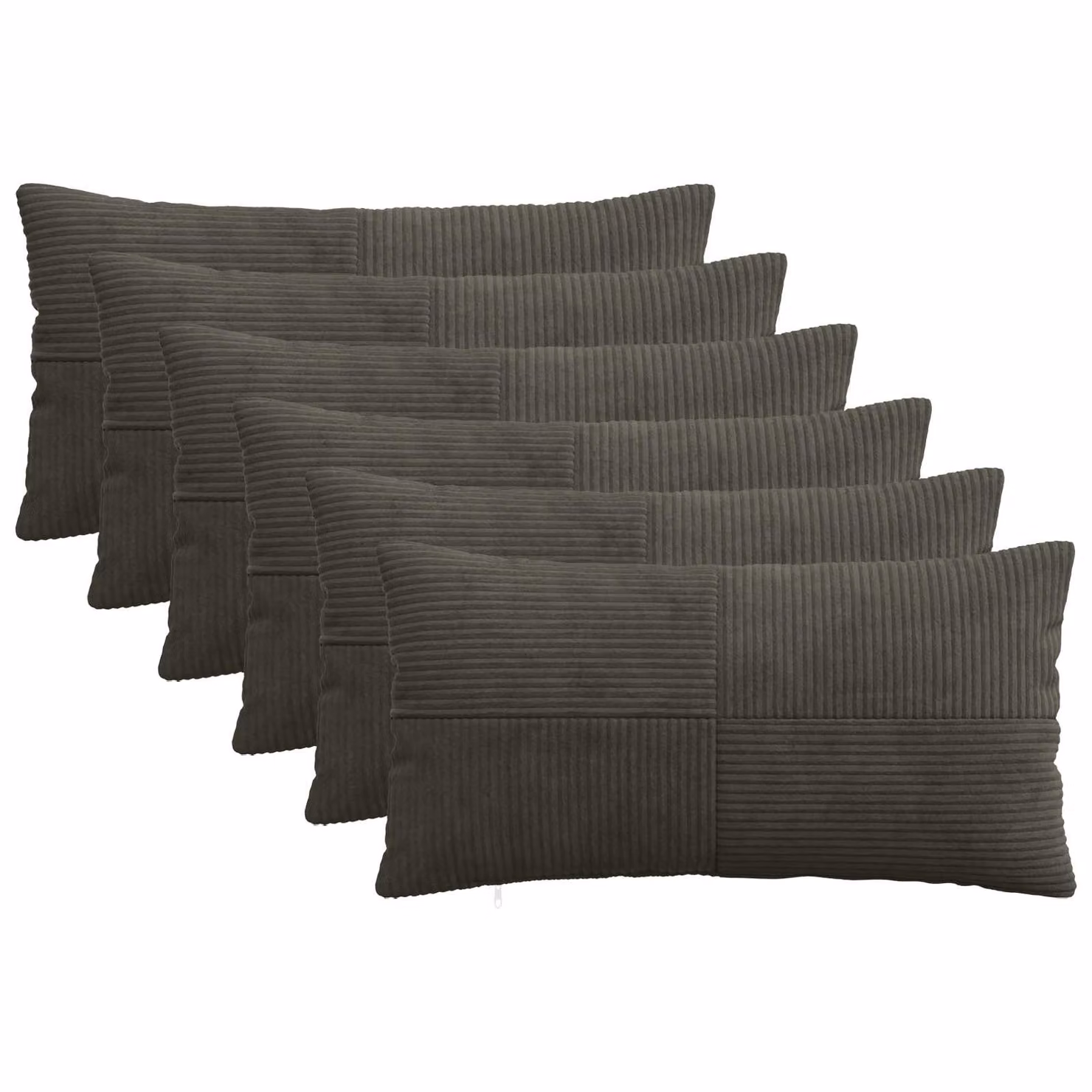 Set di 6 federe vidaXL ALMELO in velluto a coste, colore antracite, L 40 cm x P 80 cm
