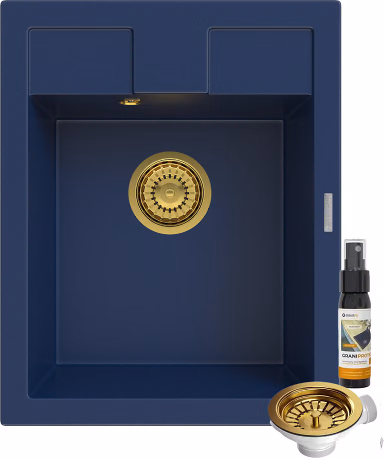 Granitan - Lavello in granito - Lavello da cucina - Lavello 50x40x18 cm - Oro - con sifone - Lavello - BEST