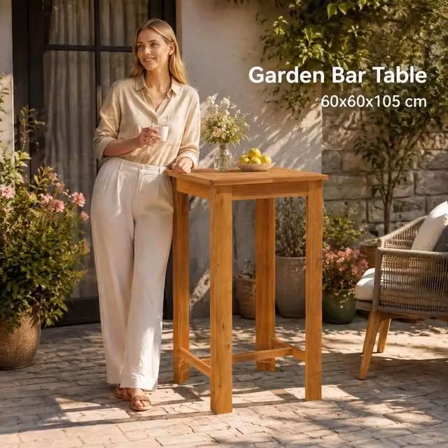 Garden Bar Table 60x60x105 Cm Solid Acacia Wood