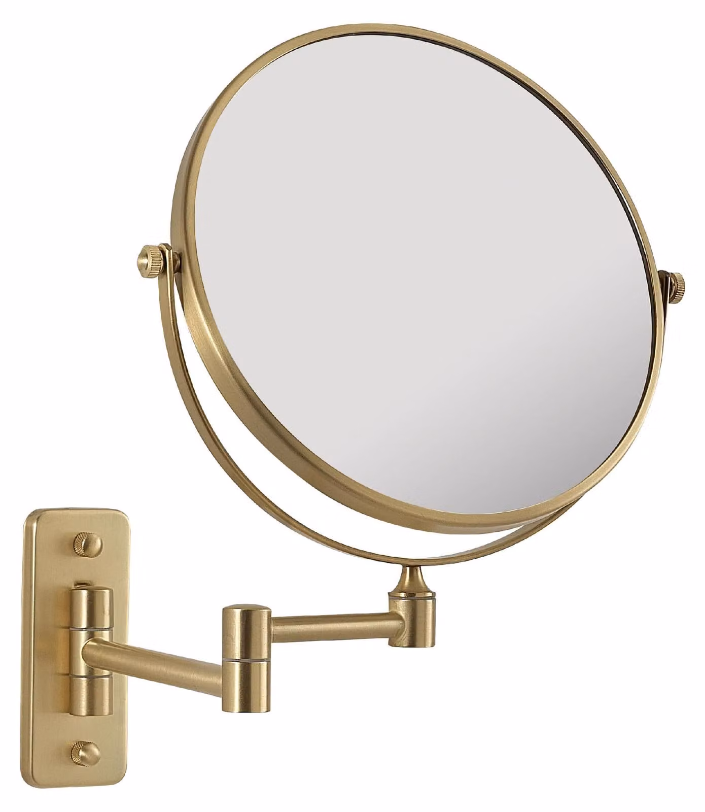 Specchio da trucco a bastone, ingrandimento 3x, finitura oro opaco, diametro 18 cm, estensibile