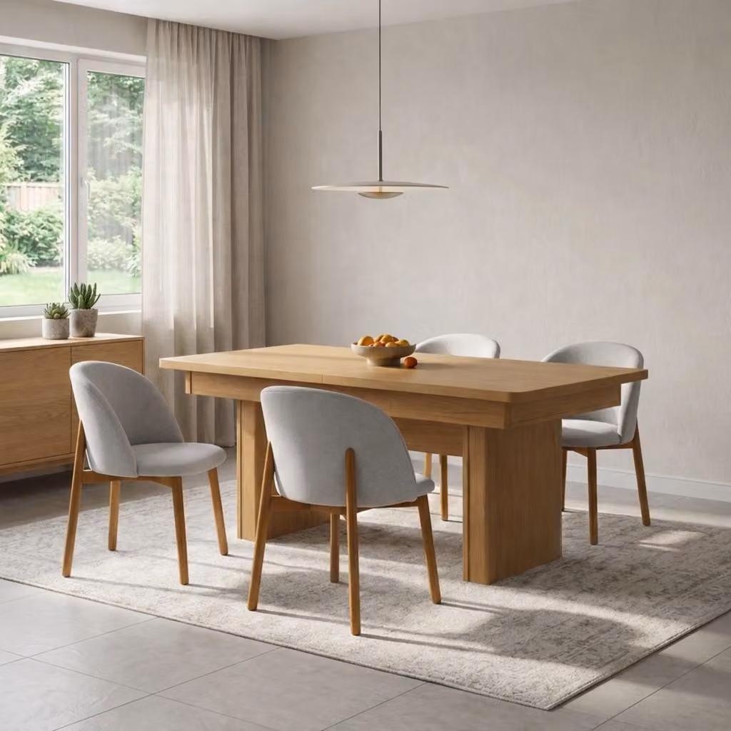 Set da pranzo tavolo da pranzo rettangolare e sedie imbottite, 7 pezzi