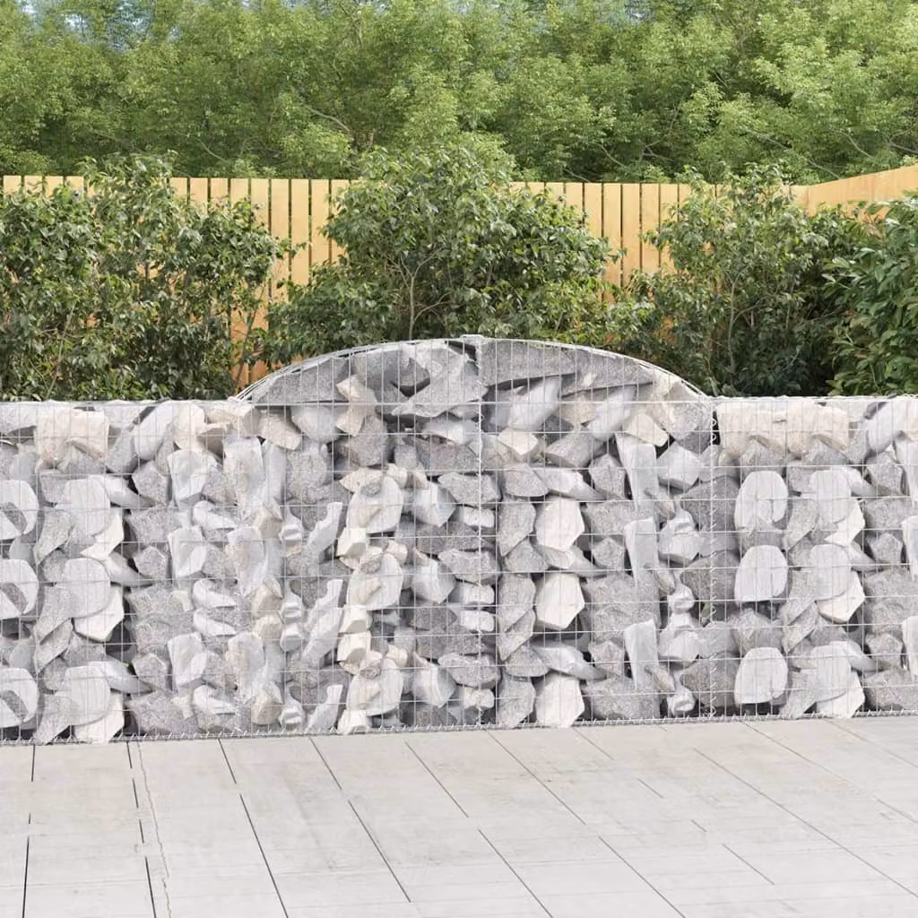 Set di 3 Cesti Gabbioni ad Arco vidaXL in Acciaio Zincato Grigio L: 300 cm, P: 30 cm, H: 100/120 cm
