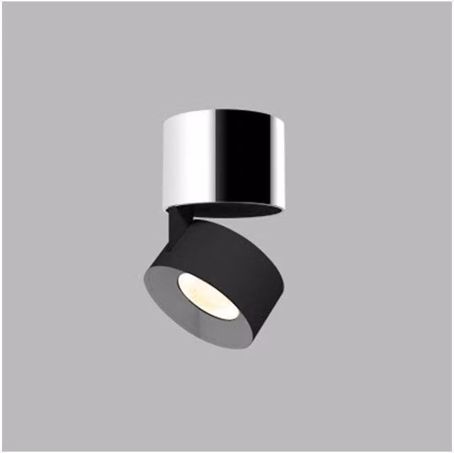 Apparecchio orientabile e inclinabile a soffitto LED2 KLIP ON CRI90 dimmerabile, Variante: 11 W, 3000 K, base cromata, riflettore nero, TRIAC