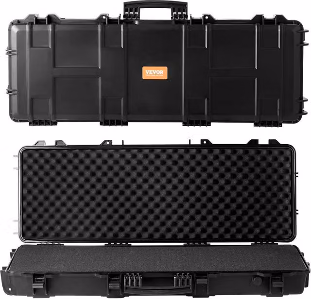 Custodia lunga 109 cm 3 strati imbottitura schiuma PP impermeabile IP67 con manico e ruote, valigetta portatile con serratura e valvola di pressione