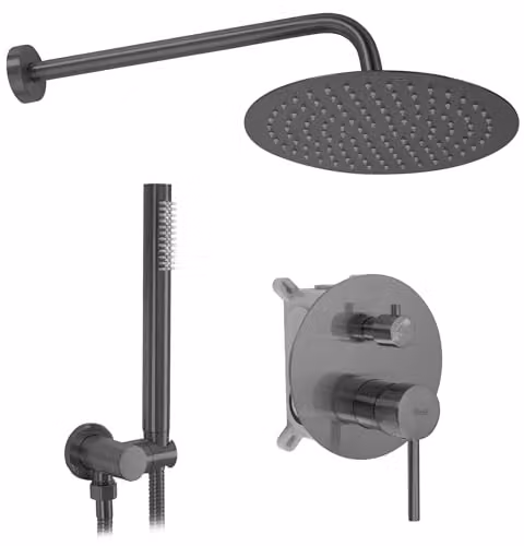 Rea - Set Doccia Da Incasso Titanio Lungo, + Box, 36X16X8Cm