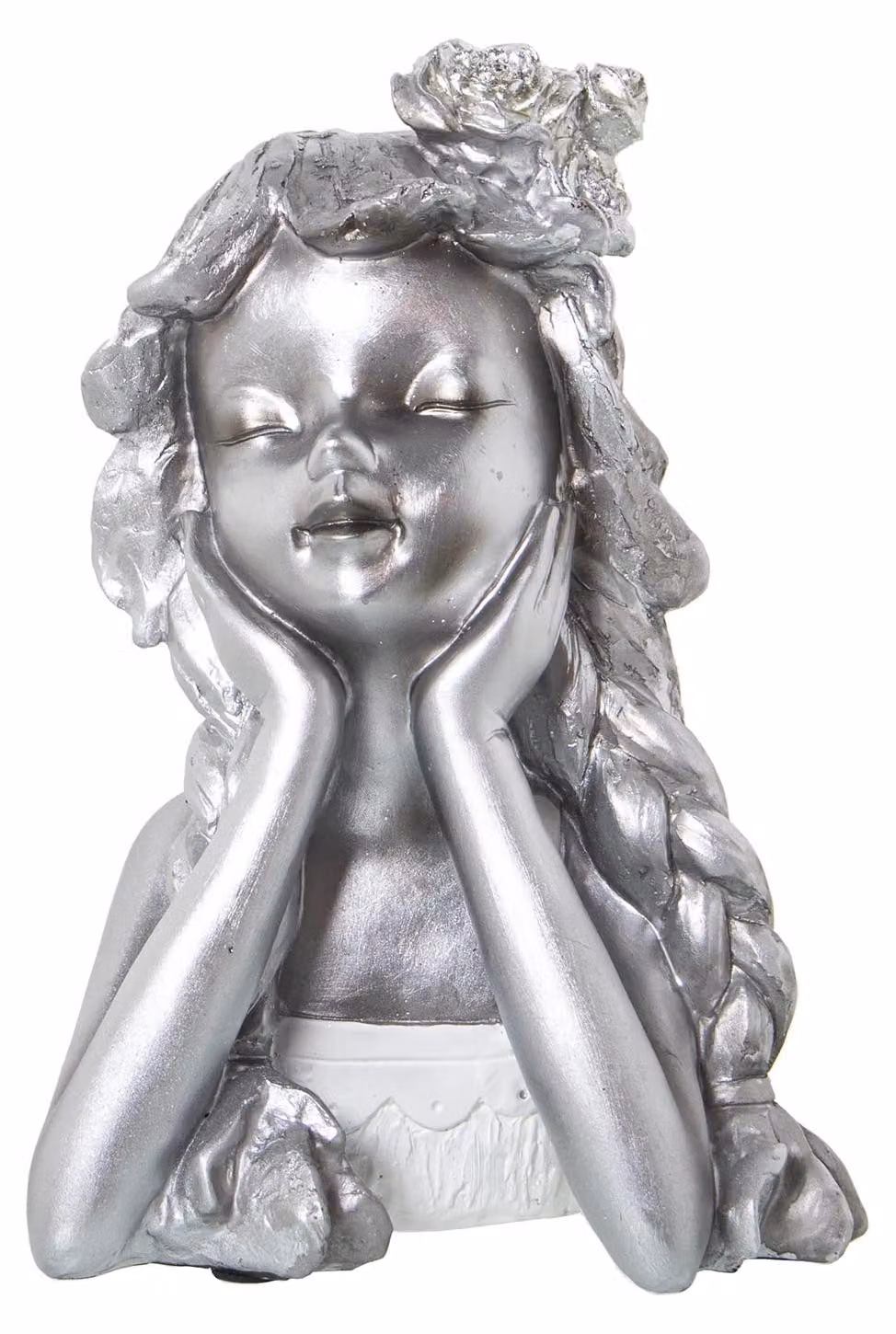 Figura in resina "Niña Plateada", 17 x 14 x 26 cm