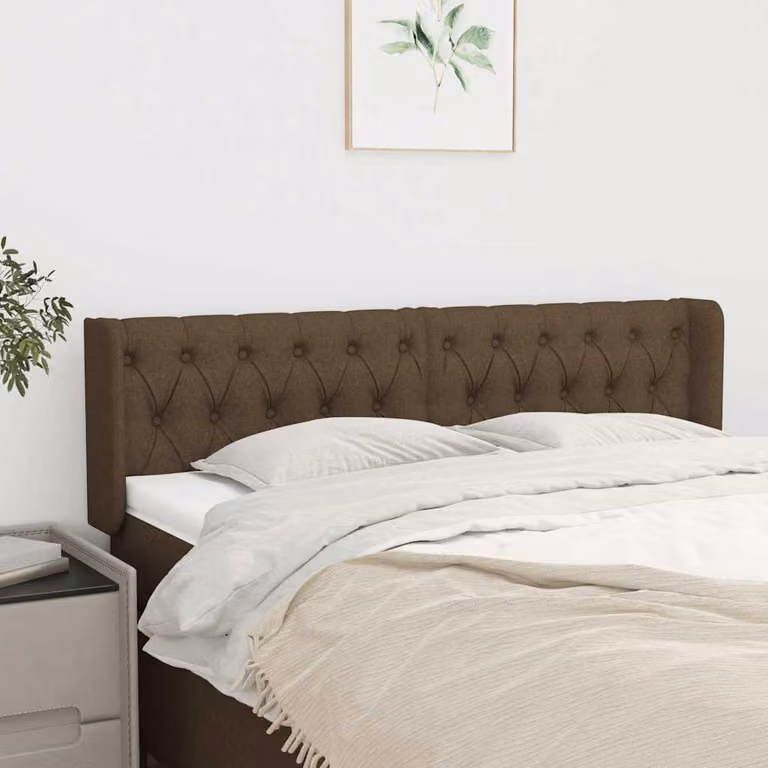 Testiera ad orecchio vidaXL in tessuto marrone scuro L: 163 cm, P: 16 cm, H: 78/88 cm