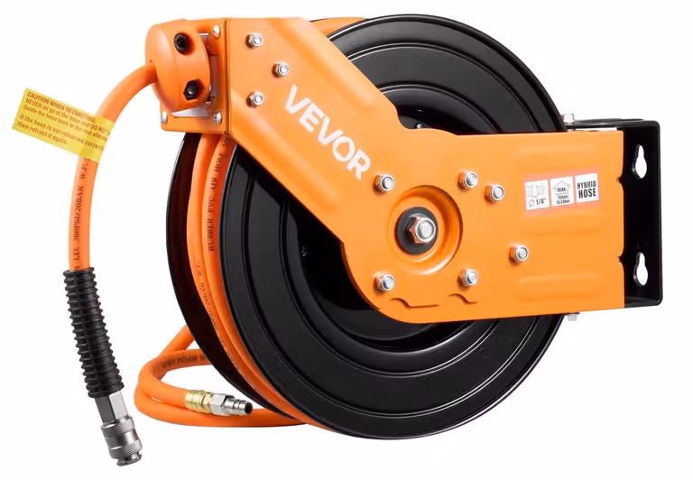 Avvolgitore automatico per tubi pneumatici, con tubo ibrido da 15 metri e diametro di 9,5 mm, resistente fino a 300 PSI. Avvolgitore per tubi dell'aria per compressori, con cavo di alimentazione di 1,52 metri e supporto girevole a 180° per montaggio a sof