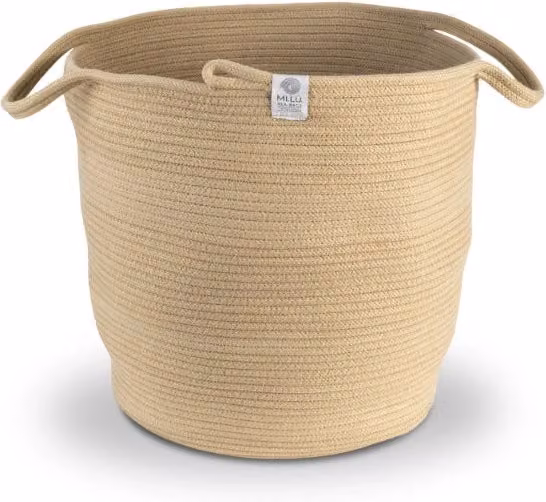 Cheonda - Cesto cilindrico prodotto a mano Plam 50cm Colore: Beige e Mattone
