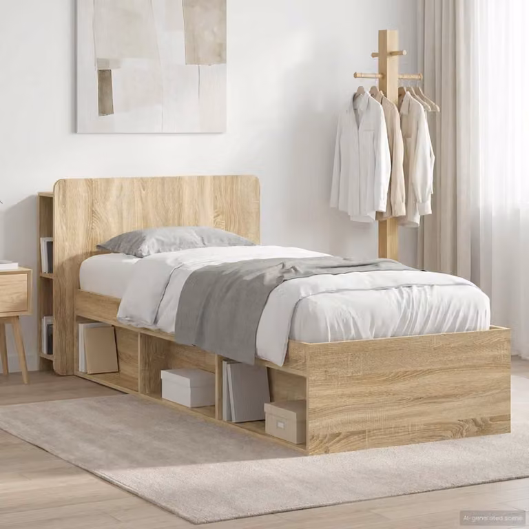 vidaXL Telaio del letto con cassetti Rovere Sonoma Marrone L: 190 cm x P: 75 cm