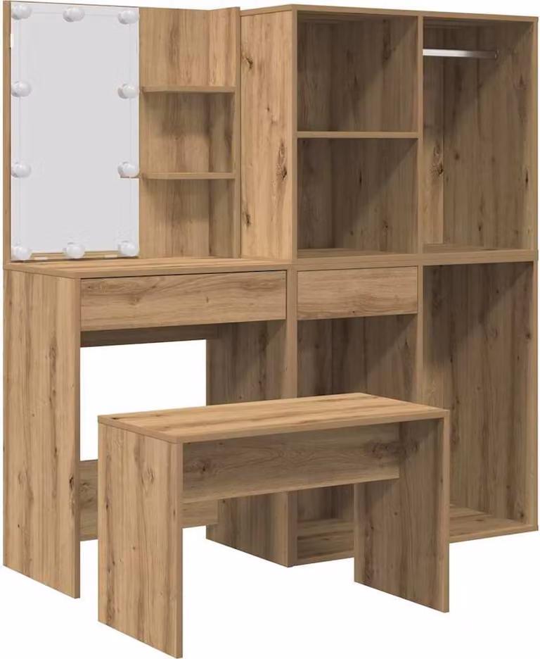 Set da toilette con luci LED Materiale artigianale a base di legno di quercia