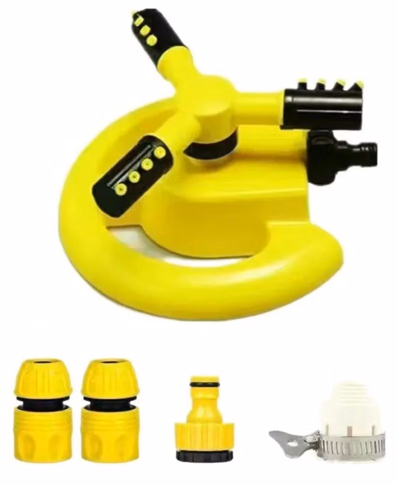 Irrigazione automatica per il prato, rotazione a 360 gradi, ugello regolabile, colore: giallo