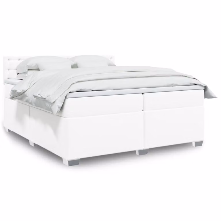 vidaXL Giroletto a Molle Ibrido con Materasso Bianco in Similpelle, L/P: 200 x 200 cm