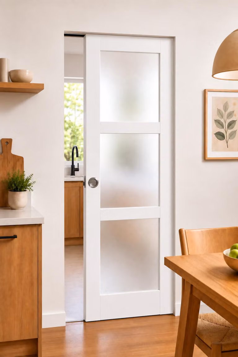 Porta scorrevole Kenya bianca con vetro H204 x L93 cm, incasso Gd Menegerie