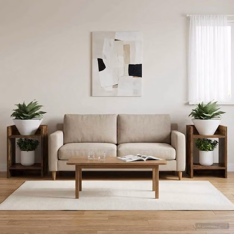 Set di 2 supporti per piante vidaXL in legno color rovere fumo, design moderno, L/P/H: 30 x 30 x 40 cm
