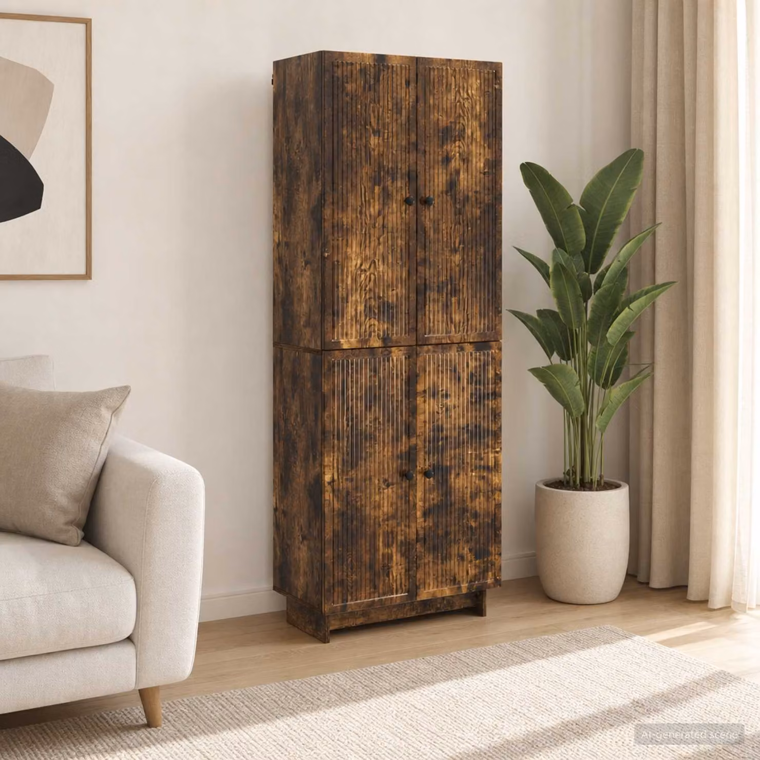 Set di 2 armadi moderni vidaXL in legno ingegnerizzato marrone opaco con ripiani e cassetti interni